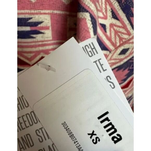 LULAROE Pink Aztec Print Sz XS Stretchy Oversized High Low IRMA Shirt NEW NWT - Picture 3 of 3